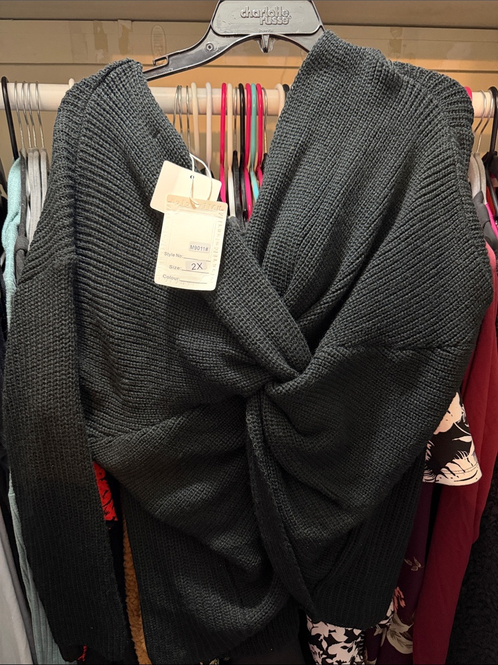 Black Twist Front Sweater